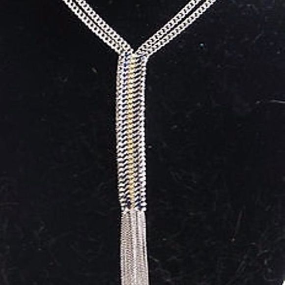 Stella & Dot Tessa Fringe Necklace – Mixed Metal Tassel Pendant - Picture 6 of 11